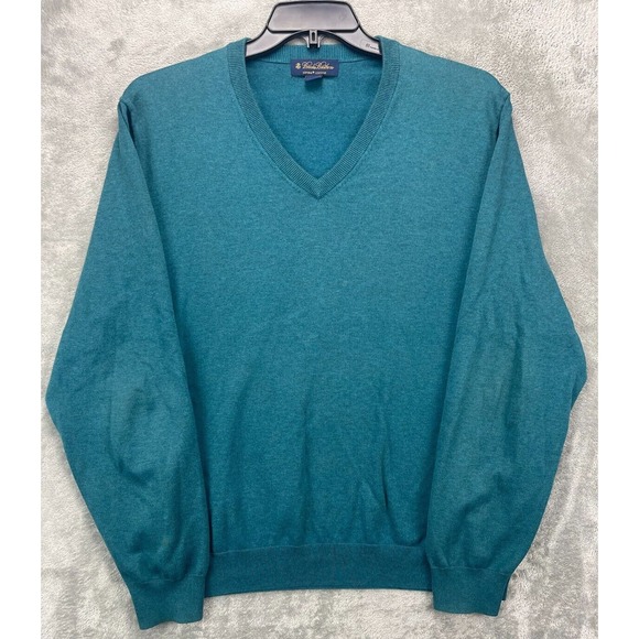 Brooks Brothers‎ Men's Pullover Sweater XL Teal V-Neck Supima Cotton - Picture 1 of 7
